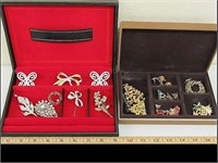 LOT OF JEWELRY - EAR RINGS, BROACHES AND PINS