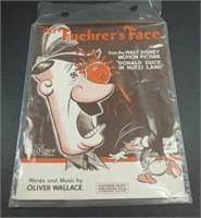 1942 Donald Duck Walt Disney Hitler Sheet Music