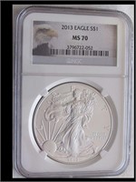 2013 MS 70 FIRST RELEASE SILVER EAGLE