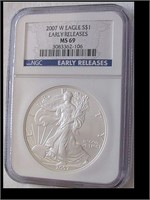 2007 W MS 69 EARLY RELEASE SILVER EAGLE