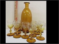 12 PIECE AMBER AND CLEAR WATER SET