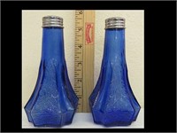 BLUE SPANISH LACE SALT AND PEPPER SHAKERS