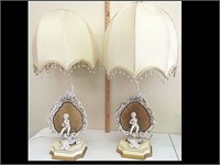 MATCHED PAIR OF ITALLIAN STYLE LAMPS WITH CUPIDS
