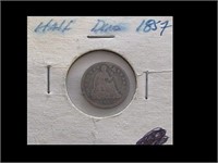 1857 SEATED LIBERTY SILVER 1/2 DIME