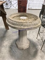 Concrete bird bath, 15 inches wide by 22 tall