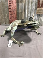 Metal frog yard art, 24 inches long