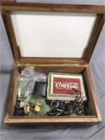 Assorted items in jewelry box (11 by 8)