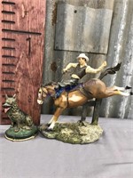 Bucking horse figurine, metal dog door stop