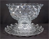American Fostoria Punch Bowl W/ Stand & Underplate