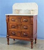 Walnut Washstand with Marble Top and Splash Back