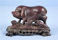 Chinese Republic Period Bronze Sow w/ Piglets