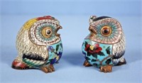 Early 20th Century Chinese Cloisonne Owls