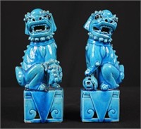 Chinese Blue Porcelain Foo Dogs