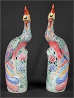 Pair of Chinese Porcelain Phoenix Birds C. 1920