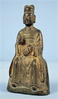 Chinese Bronze Seated Emperor