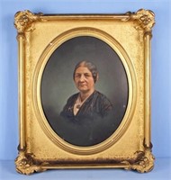 Circa 1850 Portrait of Woman in Gold Leaf Frame