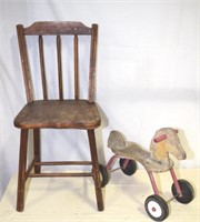 VINTAGE TOY HORSE & CHAIR ! -A