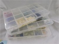 3 plastic boxes of colorful beads