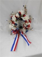 Red/white & blue battery lighted wreath