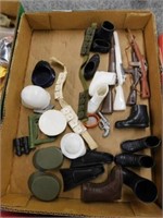 G.I. Joe accessories: boots, hats, guns,