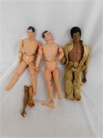 Three 1964 G.I. Joes (missing feet or arm)