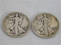 Two Walking Liberty half dollars, 1942