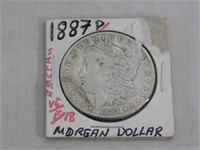1887P Morgan silver dollar