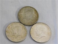 Three 1964 Kennedy silver halves