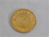 Blake Assayers SAC California gold 1855 $20 coin