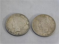 Two Peace silver dollars - 1922P