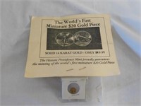 14K mini $20 gold piece copy w/disclosure, 1914