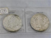 Two Peace silver dollars - 1923 S & D