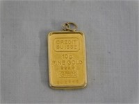 Credit Suisse 10 gram fine gold, w/bale & ring