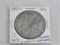 1897D Morgan silver dollar, has rim nicks