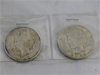Two Peace silver dollars, 1922S & 1923S