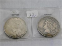 Two Peace silver dollars, 1922D - 1923P