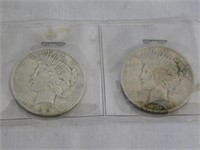 Two Peace silver dollars, 1922 & 1923P