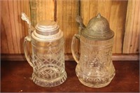 Two 1/2 Liter Glass Steins with Lids