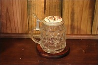 BMF 1/2 Liter Clear Glass Dimpled Stein with Lid