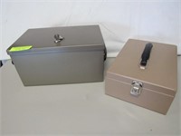 Two Metal File Boxes: Table Top Size