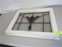 Stained Glass Leaded Window: 21" x 16", Burgundy