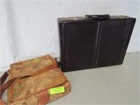 Two Pcs.: Leather Attache Case & Leather Portfolio
