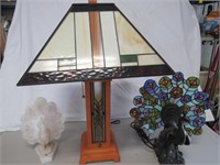 Four Pcs.: Arts & Crafts Style Table Lamp, "