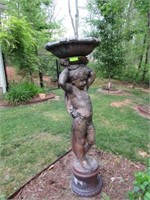 Garden Statue: Boy Holding Basin, Bronze Color
