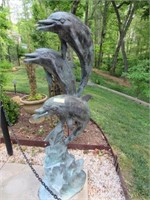 Bronze Dolphin Fountain: Three Jumping Dolphins,