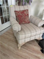 Contemporary Upholstered Easy Chair: Antiqued Feet