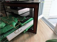 TV Stand: Smoked Glass Top & Shelves, Curved Front