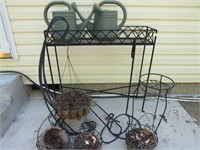 Group of Planters, Iron Pot Stand, Watering Cans