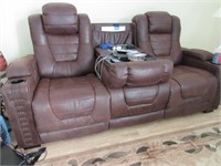 Brown Leather Double Reclining  Sectional