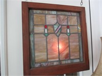 Stained Glass Window: 24x26, Framed, Slag Glass